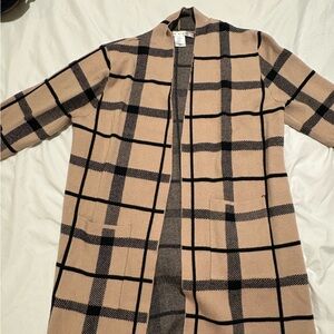Max Studio Tan and Black Plaid Blazer